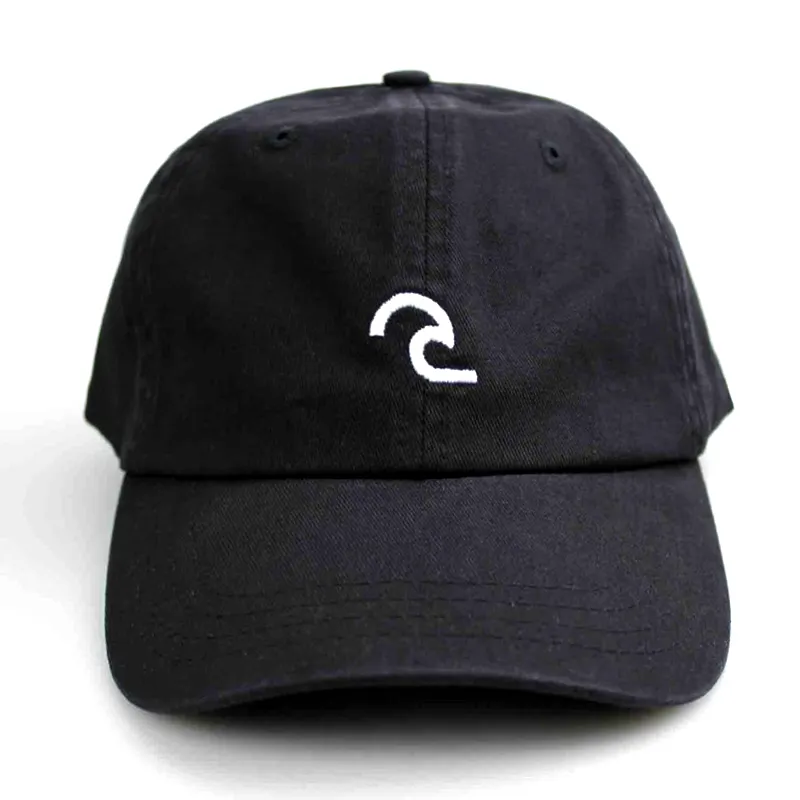 מותג איכות חדשה אופנה מותאם אישית לוגו ספורט זול שחור אבא כובע וכובע עם לבן רקמת לוגו