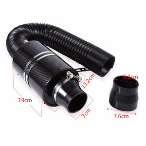Kit de boîtier d'admission d'air en fibre de carbone avec filtre à haut débit pour modification automobile 76 mm avec collier de serrage - Product Image 3