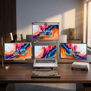 จอภาพพกพาแบบพับได้ 3 จอ ขนาด 18.5 นิ้ว ความละเอียด 1080P IPS เชื่อมต่อผ่านสาย USB-C เหมาะสำหรับแล็ปท็อป ธุรกิจ การซื้อขาย และเล่นเกมส์ รุ่นใหม่ล่าสุด - Product Image 1