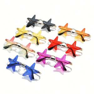 Lunettes de soleil unisexes amusantes et colorées en forme de pentagramme, personnalisables avec logo, pour Noël 2025 – Lunettes de fête sans monture en forme d'étoile - Product Image 3
