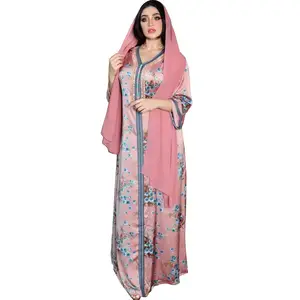Fashion Luxury Arabic Islamic Clothing Floral Kaftan Dresses Abaya Women Muslim Long Dress