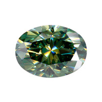 Bague en Moissanite Verte de Forme Ovale Créée en Laboratoire, Sertie, Pierre Principale Certifiée CAL, Vente en Gros, 1,2-5 Carats