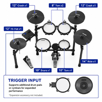 NUX DM300 Professional Electronic Drum Set with Metal Components Double Layer Design Adjustable Features