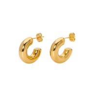 Bijoux simples européens et américains vente en gros de boucles d'oreilles creuses épaisses en acier inoxydable doré boucles d'oreilles en forme de C femme
