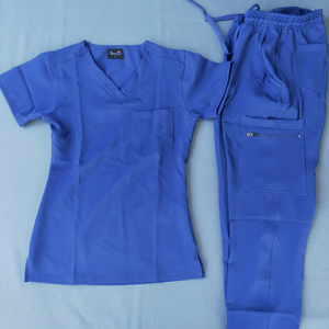 4 Way Spandex Stretchy Woven Fabric Unisex <b>Nurse</b> Uniform 2022 Styles Customized Nursing <b>Scrubs</b> with Pockets Hospital Use - Product Image 2