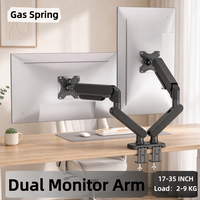 Bras double pour moniteur à ressort à gaz, directement de l'usine, 17-35 pouces, avec plaque VESA à dégagement rapide et charge maximale de 9 kg par écran, certifié CE