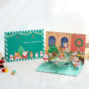 말린 꽃 빈 3D 축제 인사말 카드 Christmams/감사/생일 봉투 디스플레이 스탠드 사용자 정의 인쇄