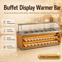 Pemanas Makanan Listrik Model Buffet Komersial dengan Bak Air dan Lapisan Motif Kayu Bambu untuk Hotel Restoran