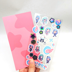 Venta al por mayor Azada Impermeable Decorativo Kawaii Vinilo Washi Holograma Pegatinas Hojas - Product Image 1