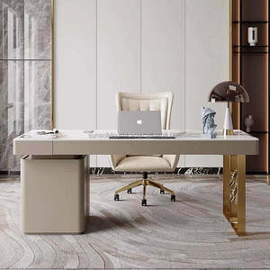 Chất lượng cao điều hành văn phòng bàn Ghế kết hợp chơi game bằng văn bản một mảnh kim loại hiện đại nghiên cứu đồ nội thất sang trọng bàn văn phòng - Product Image 2