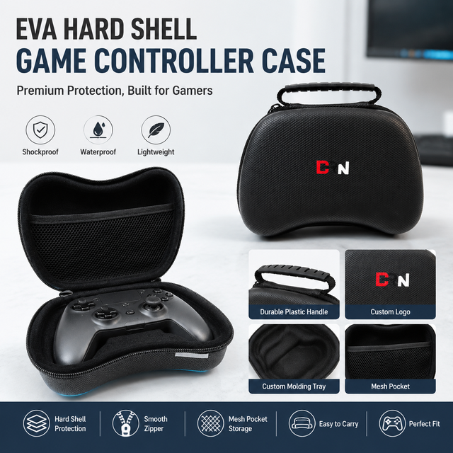 Custom Black EVA Game Controller Carrying Case Hard Shell Fireproof Travel Gamepad Storage Bag for PS5 PS4 Xbox Gamepad