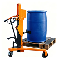 Chariot de manutention de fûts hydraulique professionnel industriel 350 kg, robuste, manuel, en acier, à trois roues, pour fûts en fer et en plastique
