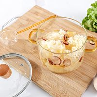 Pot en verre Transparent résistant aux hautes températures épaissi ménage Double oreille soupe ragoût avec couvercle casserole de nouilles instantanées