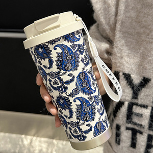 Tazza da Caffè in Acciaio Inox con Porcellana Blu e Bianca, <span class=keywords><strong>Serie</strong></span> Linguaggio Ji Hua, Portatile, Doppio Uso, Alta Qualità - Product Image 6