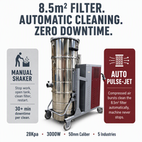 Aspiradora Industrial Automática de Pulso de 28Kpa, 120L, Acero Inoxidable, 380V, Motor Potente de 3000W, Filtro de 8.5m²