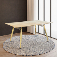 Table à manger rectangulaire en bois massif au design scandinave moderne, 4 pieds, plateau naturel, sans assemblage, meubles pour la maison