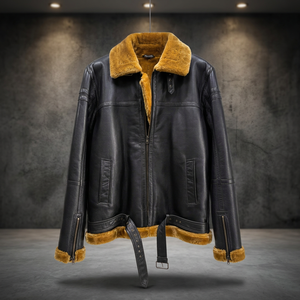 Chaqueta Bomber de Piel de Oveja para Hombre, Forrada de Sherpa, con Cuello Alto y Cremallera, Protección Anti-UV, Impermeable, Largo Regular, Ropa de Invierno - Product Image 4