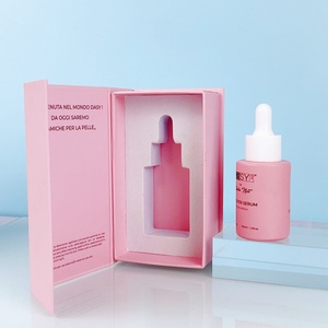 Customized 30ml Matte Pink Glass Dropper <b>Bottle</b> with Flat Shoulder White Screening Printing Custom Paper <b>Box</b> for Serum Packaging - Product Image 3
