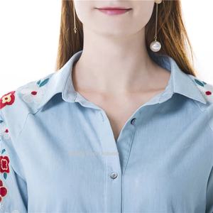 Vestido Largo Informal de Mezclilla para Mujer, Estilo Casual, Bordado, Manga Larga, Venta al Por Mayor 2025 - Product Image 4