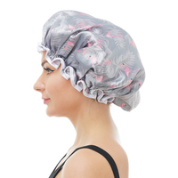 GTOP Vente en gros Logo personnalisé Grande taille Double couche imperméable Satin Bonnets de douche Bonnet de bain Cheveux PE Bonnet pour femmes