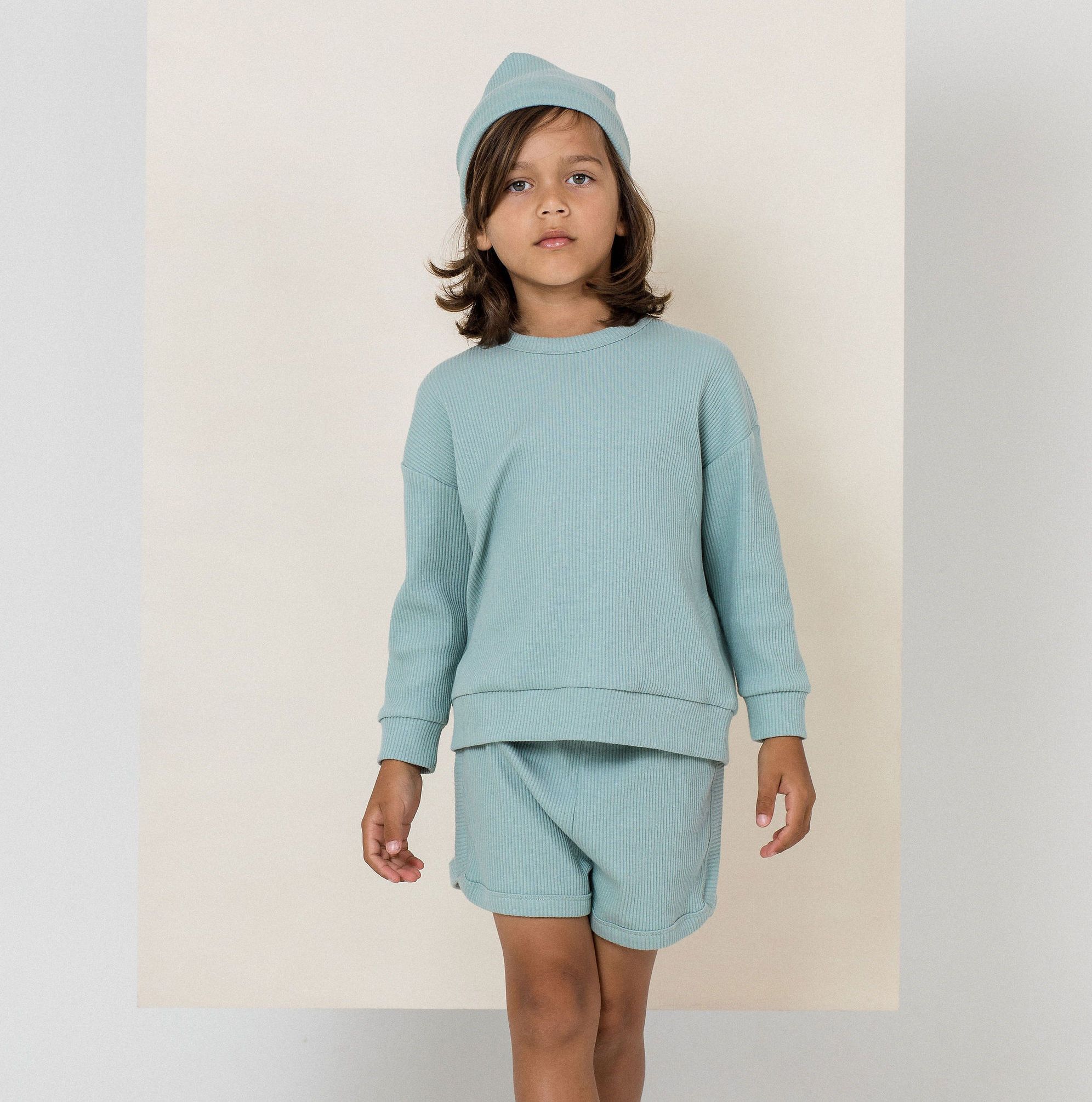 Hoge Kwaliteit Custom Zomer Kids Rib Knit Shorts Sets Kleding Katoen Jongens Shorts Met Elastische Taille