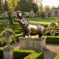 Statue d'hippopotame en bronze sur mesure - Moulage à la cire perdue personnalisé avec patine antique appliquée à la main - Sculpture animale 3D pour la Fête Nationale