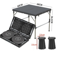 Table pliante avec ensemble de tabourets télescopiques, ensemble table et chaise portables, tabouret léger, idéal pour le camping en plein air, les pique-niques et les voyages