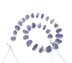 ชุดลูกปัดอัญมณี Tanzanite ธรรมชาติ28ชิ้นชุดเครื่องประดับ DIY รูปทรงนักเก็ตสีฟ้าเหลี่ยมเพชรพลอยสำหรับสร้อยคอต่างหู-ลูกปัดหินที่ทำด้วยมือ - Product Image 1