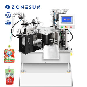 ZONESUN ZS-AFC12D Automatic Rotary Desktop Essence <b>Laundry</b> Detergent Liquid Spout Pouch Bag Filling Capping Machine - Product Image 1