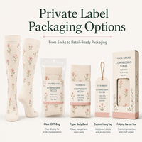 Chaussettes de compression florales personnalisées pour femmes 15-20 20-30 mmHg, hauteur genou, soutien gradué, OEM ODM Marque Privée