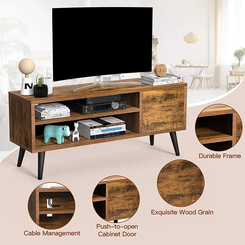 Classical frontal minimalist style wooden retro tv stand tv cabinet for living room table