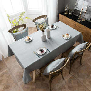 Ensemble nappe et housse de chaise en lin uni de mariage de luxe à la mode pour la maison et la décoration de maison élégante de table rectangulaire - Product Image 3