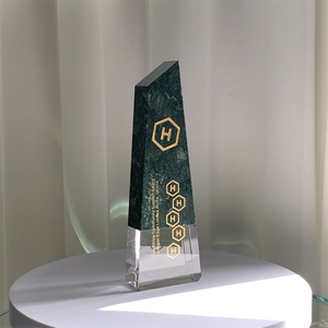 Trophée de reconnaissance personnalisé en cristal de marbre <span class=keywords><strong>vert</strong></span> pour entreprise avec gravure laser, design durable - Product Image 6