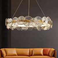 Lustre en verre doré en aluminium postmoderne à LED, luminaire suspendu, lampe pour salle à manger, lampe suspendue pour la maison