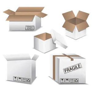 Cajas de papel de papelão, impressão personalizada da fábrica, branco, grande, papel enrolado, caixa de transporte