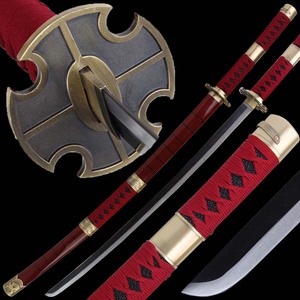 <span class=keywords><strong>Katana</strong></span> en bambou rouge Roronoa <span class=keywords><strong>Zoro</strong></span>, nouvelle collection populaire <span class=keywords><strong>de</strong></span> l'anime One Piece, accessoire <span class=keywords><strong>de</strong></span> cosplay, pour collection et décoration - Product Image 1
