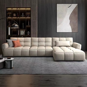 Ensemble de canapé en cuir italien de luxe moderne <span class=keywords><strong>Vogue</strong></span> pour meubles d'angle de salon pour application d'hôtel ou de villa - Product Image 1