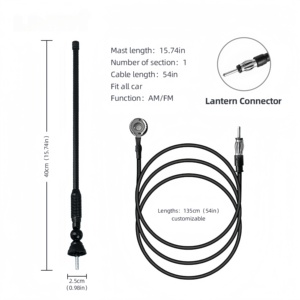 Antenne radio <span class=keywords><strong>marine</strong></span> AM/FM pour bateau, mât flexible en caoutchouc de 40 cm avec câble de 135 cm, prise Motorola pour yacht, voilier, bateau ponton - Product Image 2