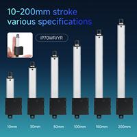 Aktuator Linear Mini Hoodland 100N 10-200mm Stroke DC 12V 24V Gear untuk Lemari Peralatan Rumah Tangga