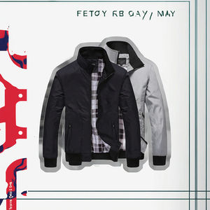 Vêtement de sport décontracté pour homme en gros, coupe-vent, veste de moto, fermeture éclair enduite, col montant fin, style business, hiver, lettre - Product Image 3