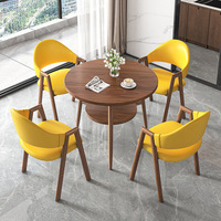 Salon, bureau, restaurant, café, mobilier de maison de qualité supérieure, tables rondes à manger en métal et en bois personnalisées avec 4 chaises