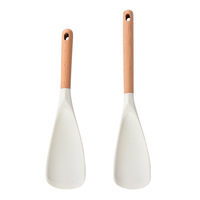 2 pièces Turner de cuisine Produits Outil de cuisine avec manche en bois pour la cuisson