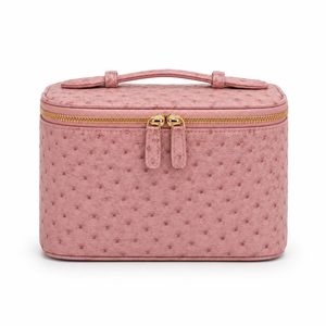 Ensemble d'organisateurs cosmétiques en PU texture autruche OEM ODM avec trousse de toilette carrée et pochette coquillage pour le rangement de produits de beauté en voyage – Vente en gros - Product Image 4