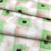 Tissu en coton en stock, imprimé à carreaux aquarelle, effet froissé, sans plis, pour robes et chemises, 50 pouces, 80 g/m², respirant, été