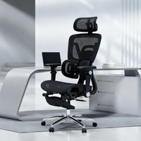 Chaise de bureau exécutive ergonomique certifiée BIFMA, avec cadre en fer moderne, réglable en hauteur, dossier en maille, accoudoirs réglables et base pivotante