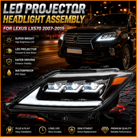 Pour Lexus LX570 2009-2015 Facelift 2019, phare LED à triple faisceau, 3 lentilles, clignotant dynamique séquentiel, DRL, ensemble de phares noirs