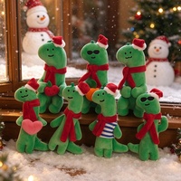 Porte-clés en peluche dinosaure personnalisé, dinosaure en peluche avec chapeau de Père Noël et écharpe, pour la décoration de sacs et de sacs à dos, cadeau de Noël