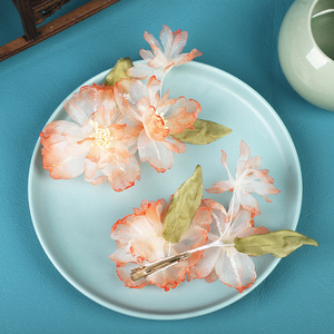 24 Nouvelles Pinces à Cheveux Artisanales au Design Original, Motifs Carpes Koï et Fleurs d'Oranger, Accessoires de Coiffure Hanfu Floraux Plaqués à Chaud Abordables - Product Image 3
