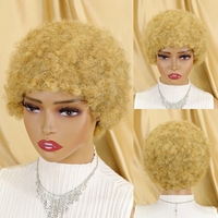 Perruque courte afro bouclée sans colle pour femmes noires, coupe pixie, 100% cheveux humains, perruque afro noire, entièrement fabriquée à la machine, installation facile