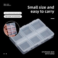 Boîte de rangement pour ongles à 6 compartiments, en gros, pour poudres de manucure, perles, pierres précieuses, strass, bijoux d'ongles, boîte vide pour DIY ongles